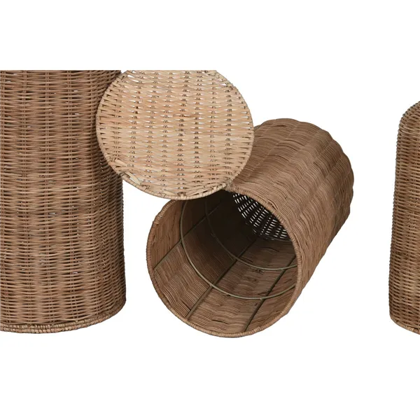 Set of 3 Vases Home ESPRIT Brown Metal Natural 25 x 25 x 82 cm (3 Pieces)