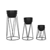 Set of Planters Home ESPRIT Black Metal 38 x 38 x 80 cm (3 Pieces)