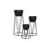 Set of Planters Home ESPRIT Black Metal 38 x 38 x 80 cm (3 Pieces)