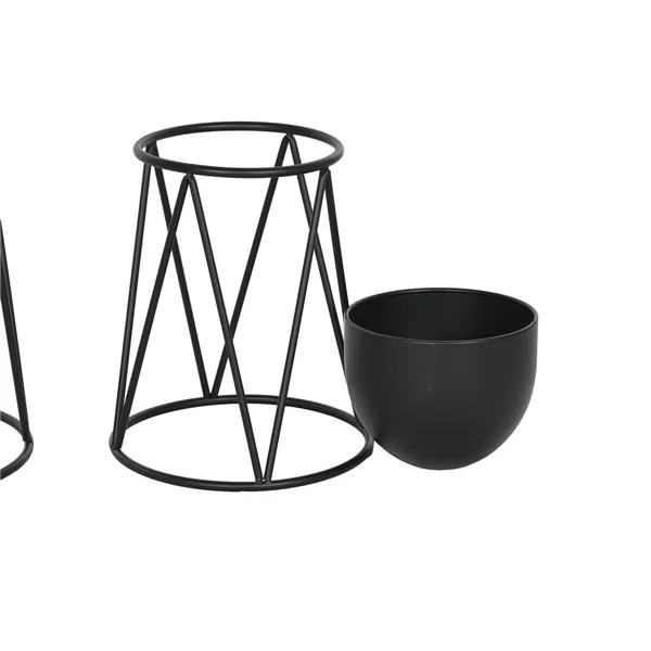 Set of Planters Home ESPRIT Black Metal 38 x 38 x 80 cm (3 Pieces)