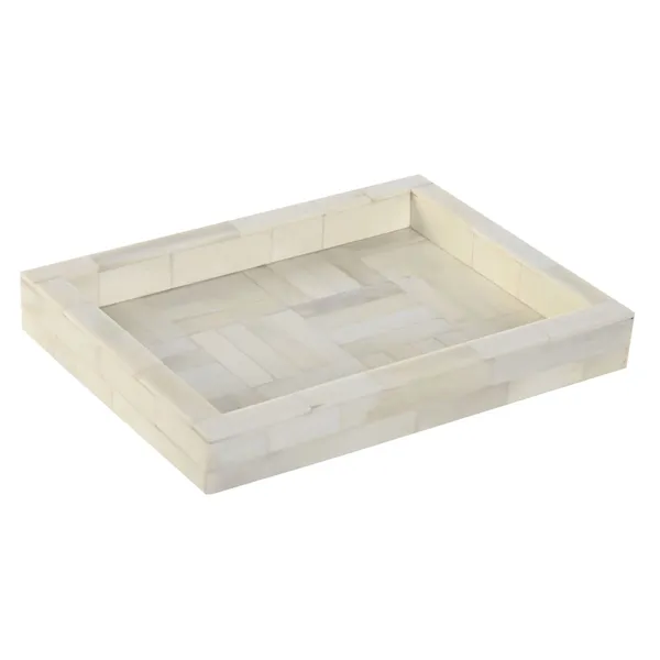 Decorative tray Home ESPRIT Beige Stripes Colonial