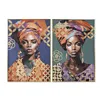 Canvas Home ESPRIT Golden polystyrene Canvas Colonial African Woman 82 x 3,5 x 122 cm (2 Units)