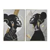 Canvas Home ESPRIT Black Golden polystyrene Canvas Lady 82 x 3,5 x 122 cm (2 Units)