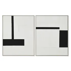 Canvas Home ESPRIT White Black Abstract Modern 82 x 3,8 x 102 cm (2 Units)