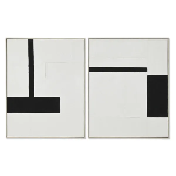 Canvas Home ESPRIT White Black Abstract Modern 82 x 3,8 x 102 cm (2 Units)