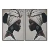 Canvas Home ESPRIT Brown Beige Colonial Velvet African Woman 83 x 4 x 123 cm (2 Units)
