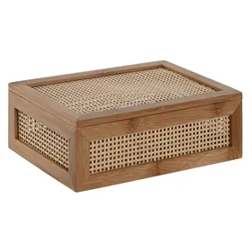 Jewelry box Home ESPRIT Natural Bamboo Rattan 23 x 15 x 8 cm (10 Pieces)
