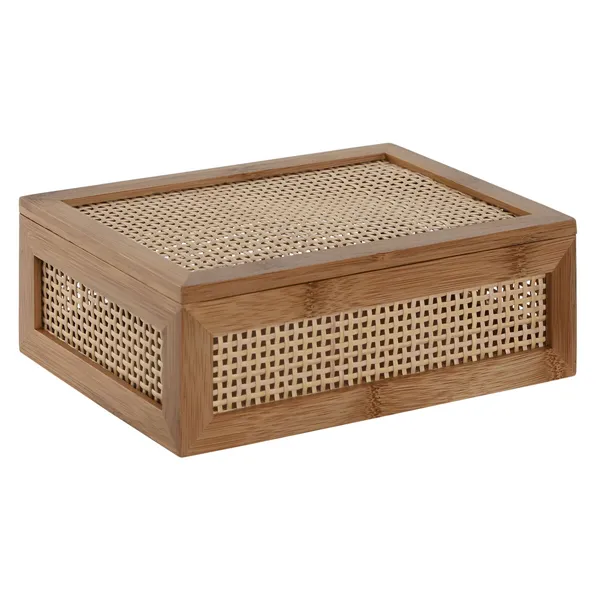 Jewelry box Home ESPRIT Natural Bamboo Rattan 23 x 15 x 8 cm (10 Pieces)
