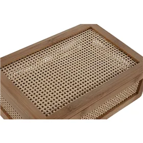 Jewelry box Home ESPRIT Natural Bamboo Rattan 23 x 15 x 8 cm (10 Pieces)