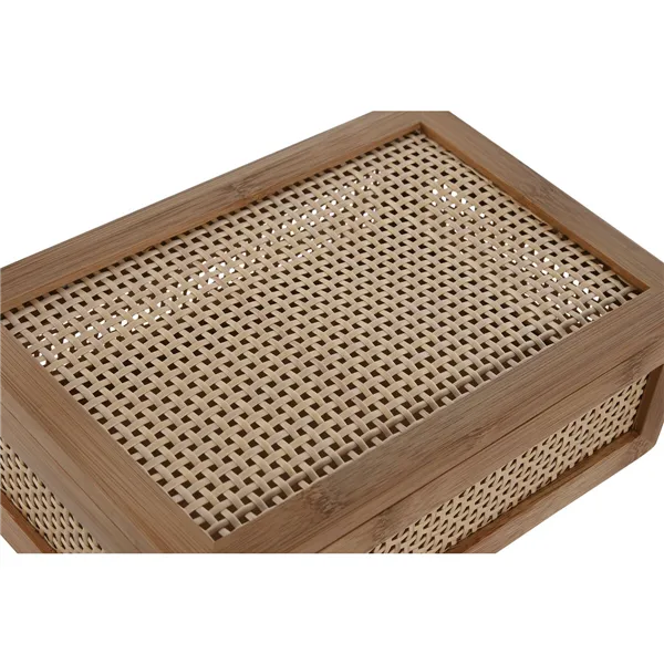 Jewelry box Home ESPRIT Natural Bamboo Rattan 23 x 15 x 8 cm (10 Pieces)