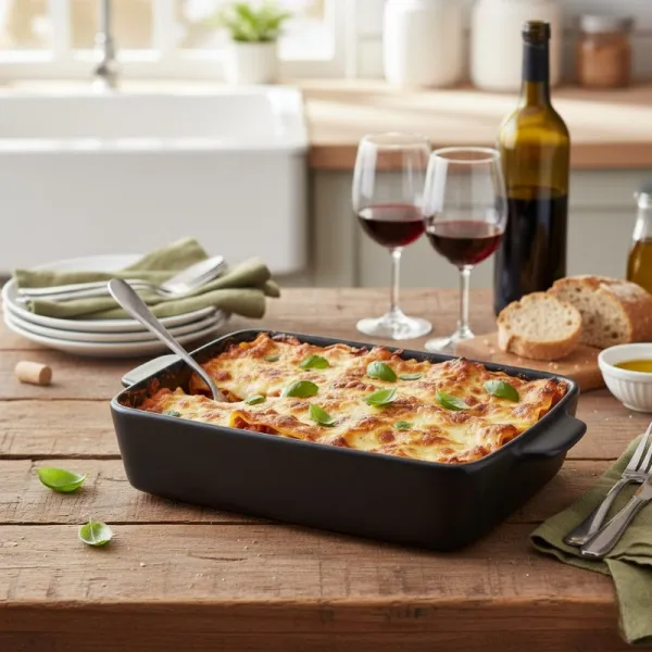 Alpina - Ceramic rectangular ovenproof dish 28x18x6 cm (black)