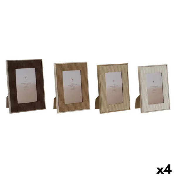 Photo frame Home ESPRIT Brown Beige Velvet Crystal Modern (4 Units)