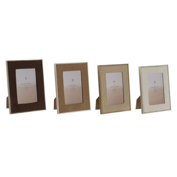 Photo frame Home ESPRIT Brown Beige Velvet Crystal Modern (4 Units)