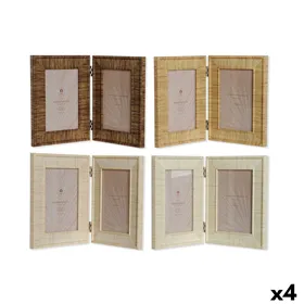 Photo frame Home ESPRIT Brown Beige Natural Ivory Crystal polystyrene Scandinavian 31 X 2 X 21 cm (4 Units)