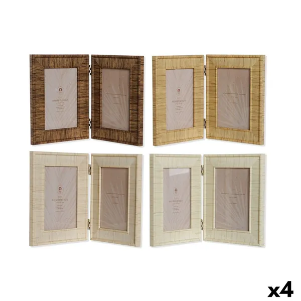 Photo frame Home ESPRIT Brown Beige Natural Ivory Crystal polystyrene Scandinavian 31 X 2 X 21 cm (4 Units)