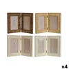 Photo frame Home ESPRIT Brown Beige Natural Ivory Crystal polystyrene Scandinavian 31 X 2 X 21 cm (4 Units)