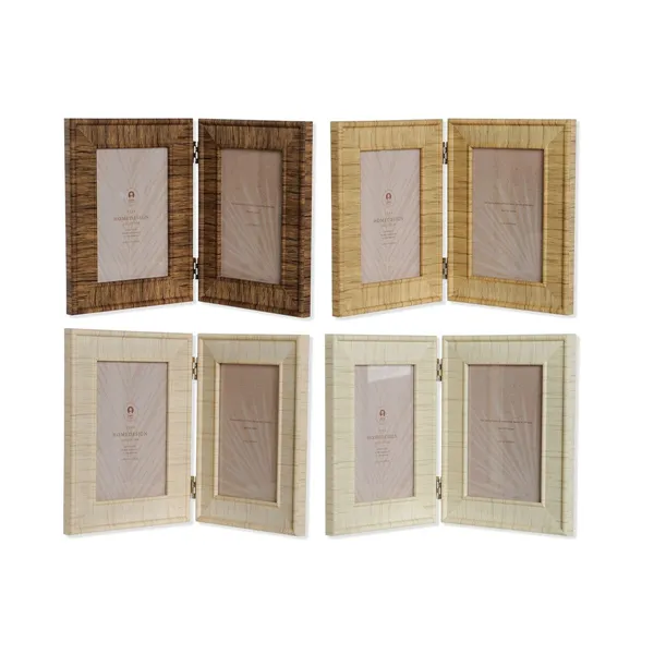 Photo frame Home ESPRIT Brown Beige Natural Ivory Crystal polystyrene Scandinavian 31 X 2 X 21 cm (4 Units)