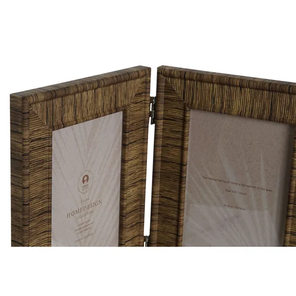 Photo frame Home ESPRIT Brown Beige Natural Ivory Crystal polystyrene Scandinavian 31 X 2 X 21 cm (4 Units)