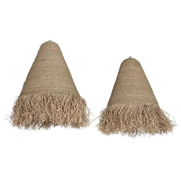 Lamp Shade Home ESPRIT Natural Aluminium Palm leaf 64 X 64 X 80 CM (2)