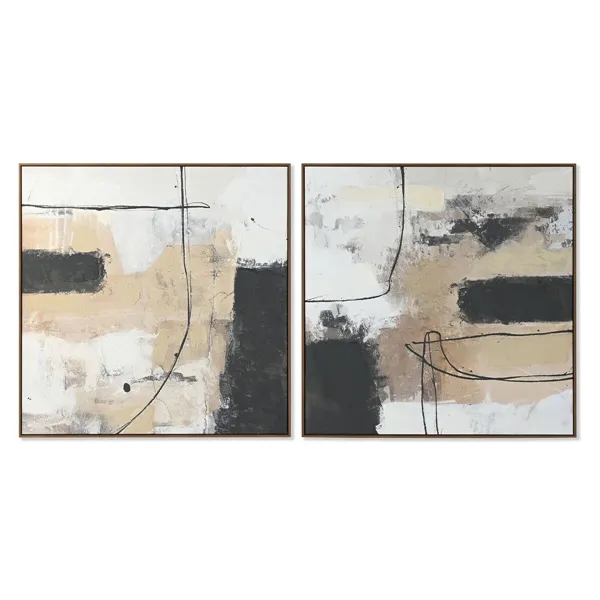 Canvas Home ESPRIT Black Golden Abstract Urban 100 x 4 x 100 cm (2 Units)