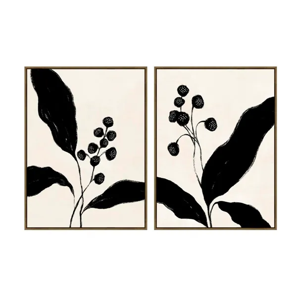 Canvas Home ESPRIT Black Beige Flower Urban 75 x 4 x 100 cm (2 Units)