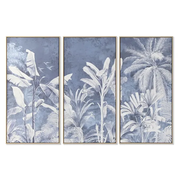 Canvas Home ESPRIT Blue Palms Tropical 180 x 4 x 120 cm (3 Pieces)