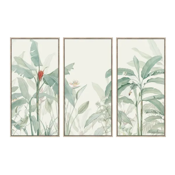 Canvas Home ESPRIT Green Beige Tropical 180 x 4 x 120 cm (3 Pieces)