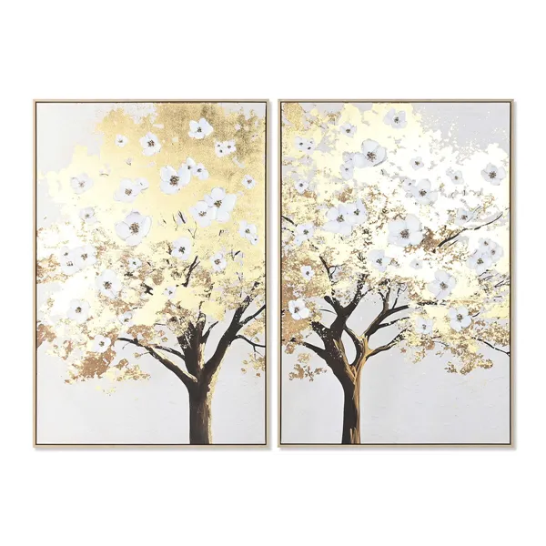 Canvas Home ESPRIT Brown Grey Golden Tree Modern (2 Units)