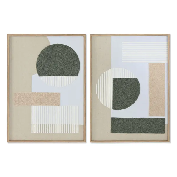 Canvas Home ESPRIT Green Beige Abstract Urban 50 x 3 x 70 cm (2 Units)