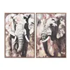 Canvas Home ESPRIT Brown Grey Elephant Colonial 60 x 3,5 x 90 cm (2 Units)