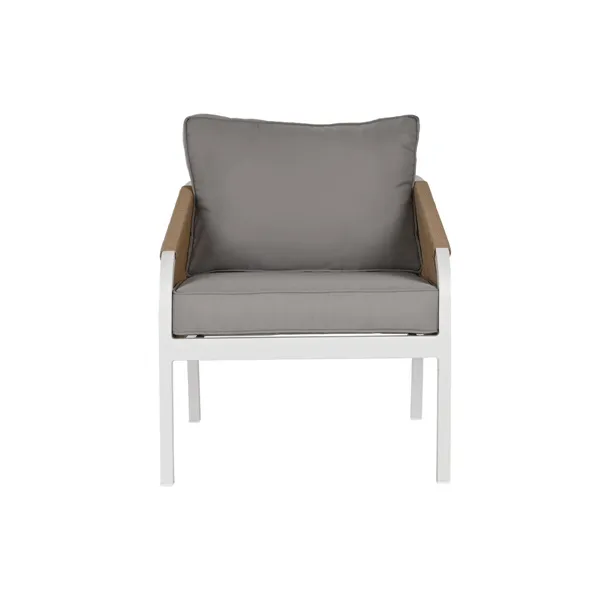 Table Set with 3 Armchairs Home ESPRIT White Natural Light grey 189 x 73 x 84 cm (4 Pieces)