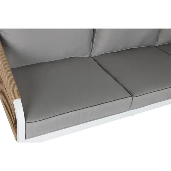 Table Set with 3 Armchairs Home ESPRIT White Natural Light grey 189 x 73 x 84 cm (4 Pieces)