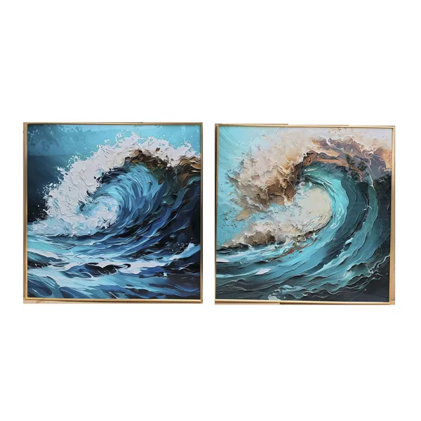 Painting Home ESPRIT Aluminium MDF Wood 80 x 3,5 x 80 cm (2 Units)
