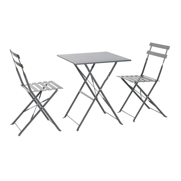 Table set with 2 chairs Home ESPRIT Grey 60 x 60 x 71 cm