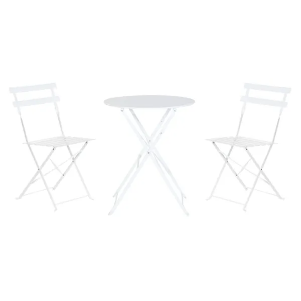 Table set with 2 chairs Home ESPRIT White 60 x 60 x 71 cm