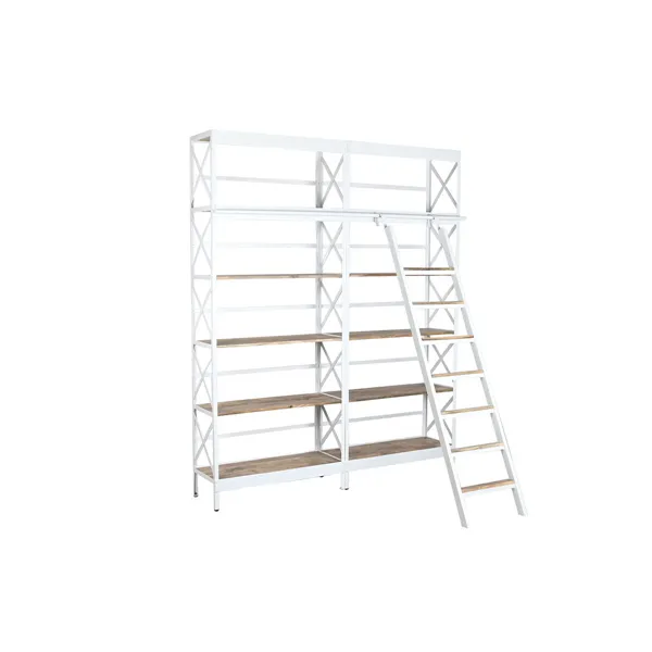 Shelves Home ESPRIT White Natural Metal Mango wood 180 x 35 x 220 cm