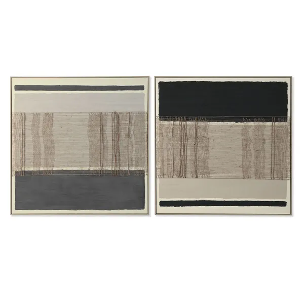 Canvas Home ESPRIT Brown Black Abstract Urban 102 x 4,5 x 102 cm (2 Units)