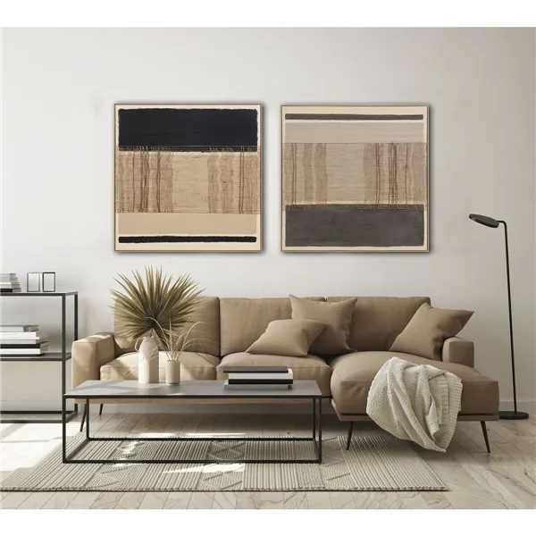 Canvas Home ESPRIT Brown Black Abstract Urban 102 x 4,5 x 102 cm (2 Units)