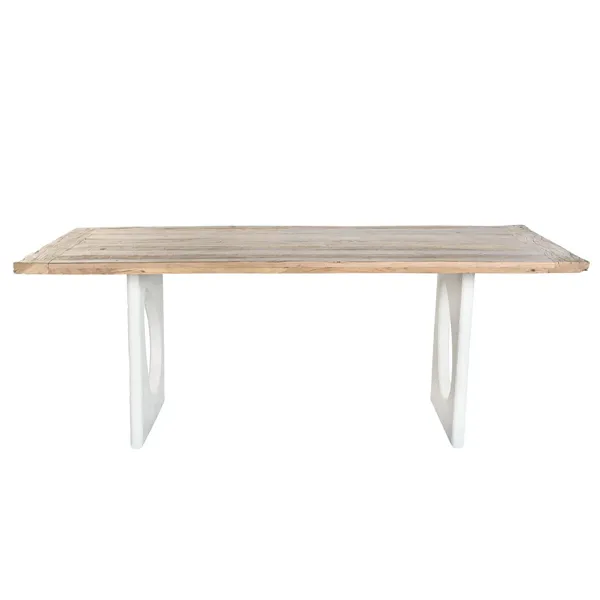 Dining Table Home ESPRIT White Natural Recycled Wood Mango wood 200 x 100 x 77 cm 200,5 x 100,5 x 77 cm