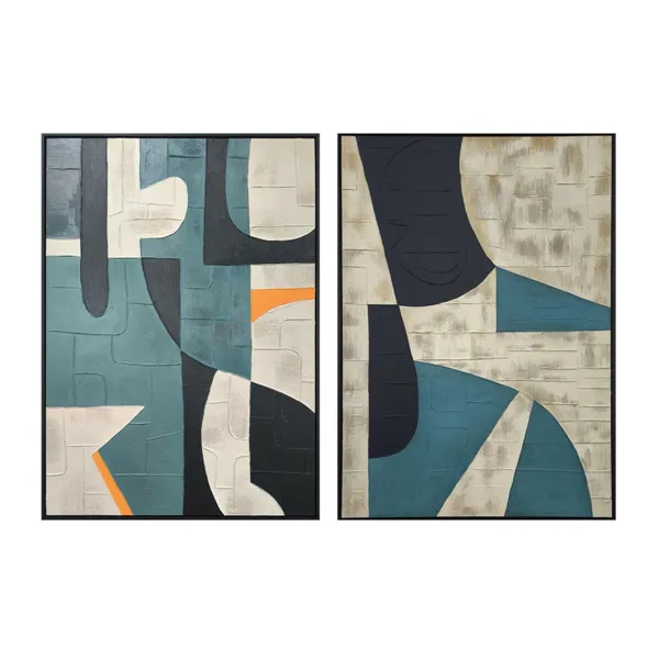 Canvas Home ESPRIT Black Green Urban 83 x 3,5 x 123 cm (2 Units)