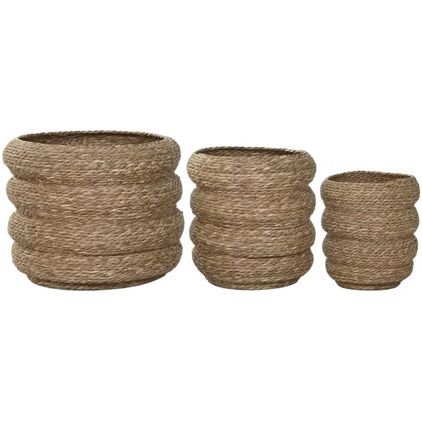 Planter Home ESPRIT Brown Fibre Urban 42 x 42 x 39 cm (3 Pieces)
