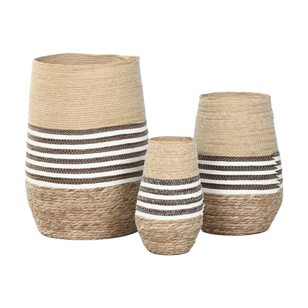 Planter Home ESPRIT Brown Bicoloured Fibre Urban 31 x 31 x 49 cm (3 Pieces)