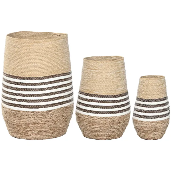 Planter Home ESPRIT Brown Bicoloured Fibre Urban 31 x 31 x 49 cm (3 Pieces)