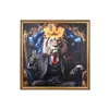 Canvas Home ESPRIT Blue Black Leopard Lion Loft 100 x 4 x 100 cm (2 Units)