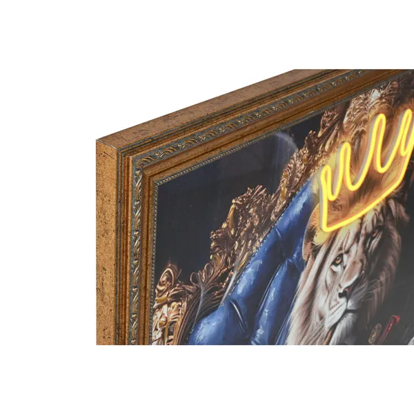 Canvas Home ESPRIT Blue Black Leopard Lion Loft 100 x 4 x 100 cm (2 Units)