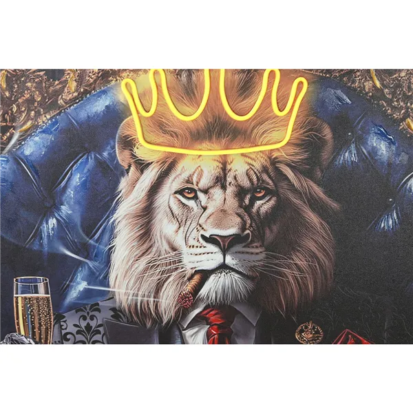Canvas Home ESPRIT Blue Black Leopard Lion Loft 100 x 4 x 100 cm (2 Units)