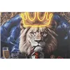 Canvas Home ESPRIT Blue Black Leopard Lion Loft 100 x 4 x 100 cm (2 Units)