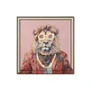 Canvas Home ESPRIT Blue Orange Light Pink Leopard Lion Modern 84 x 4 x 84 cm (2 Units)