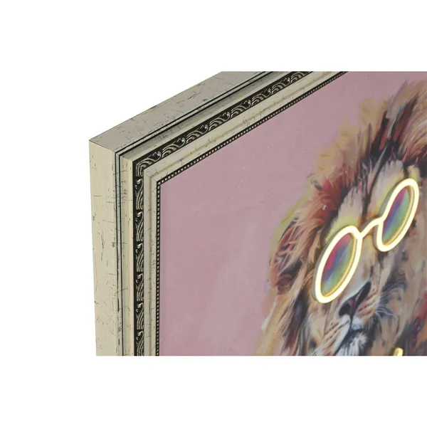 Canvas Home ESPRIT Blue Orange Light Pink Leopard Lion Modern 84 x 4 x 84 cm (2 Units)