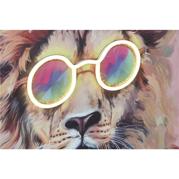 Canvas Home ESPRIT Blue Orange Light Pink Leopard Lion Modern 84 x 4 x 84 cm (2 Units)